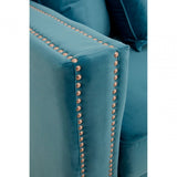 Sofia 3 Seater Cyan Blue Velvet Sofa, Foam, Plywood, Wood, Blue