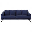 Mylo 3 Seater Navy Fabric Sofa, Pine Wood, Rubber, Blue