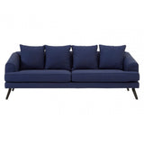 Mylo 3 Seater Navy Fabric Sofa, Pine Wood, Rubber, Blue