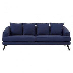 Mylo 3 Seater Navy Fabric Sofa, Pine Wood, Rubber, Blue