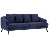 Mylo 3 Seater Navy Fabric Sofa, Pine Wood, Rubber, Blue