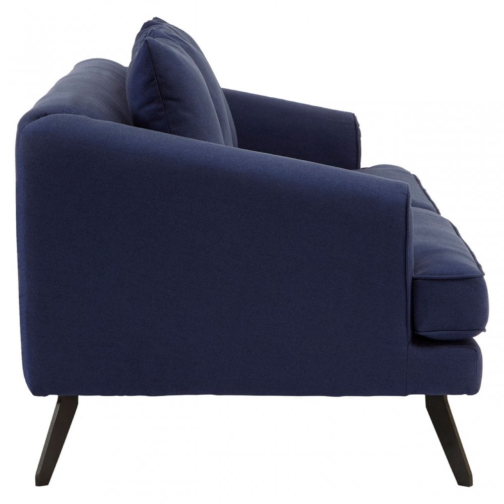 Mylo 3 Seater Navy Fabric Sofa, Pine Wood, Rubber, Blue