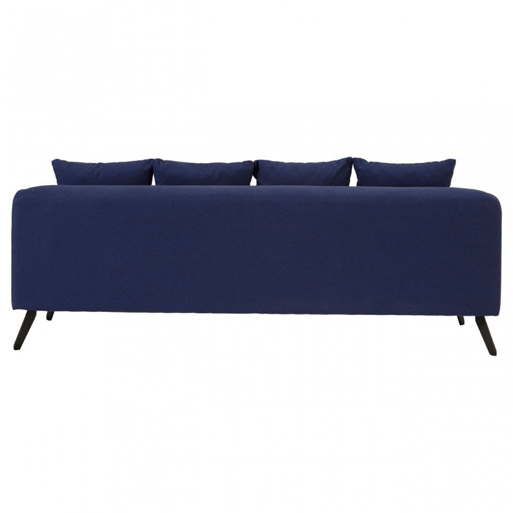 Mylo 3 Seater Navy Fabric Sofa, Pine Wood, Rubber, Blue