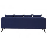 Mylo 3 Seater Navy Fabric Sofa, Pine Wood, Rubber, Blue