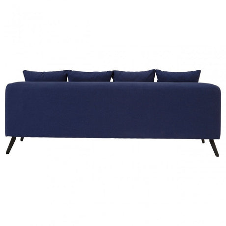 Mylo 3 Seater Navy Fabric Sofa, Pine Wood, Rubber, Blue