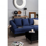 Mylo 3 Seater Navy Fabric Sofa, Pine Wood, Rubber, Blue