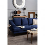 Mylo 3 Seater Navy Fabric Sofa, Pine Wood, Rubber, Blue