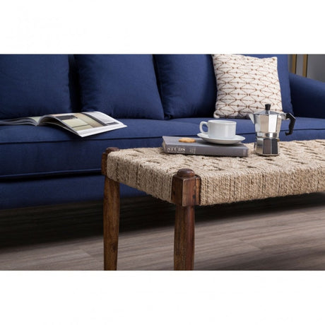 Mylo 3 Seater Navy Fabric Sofa, Pine Wood, Rubber, Blue