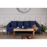 Mylo 3 Seater Navy Fabric Sofa, Pine Wood, Rubber, Blue