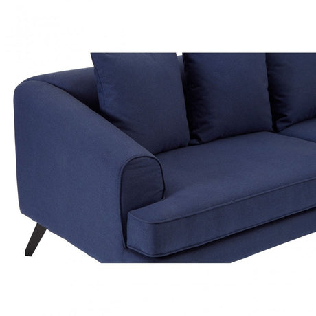 Mylo 3 Seater Navy Fabric Sofa, Pine Wood, Rubber, Blue