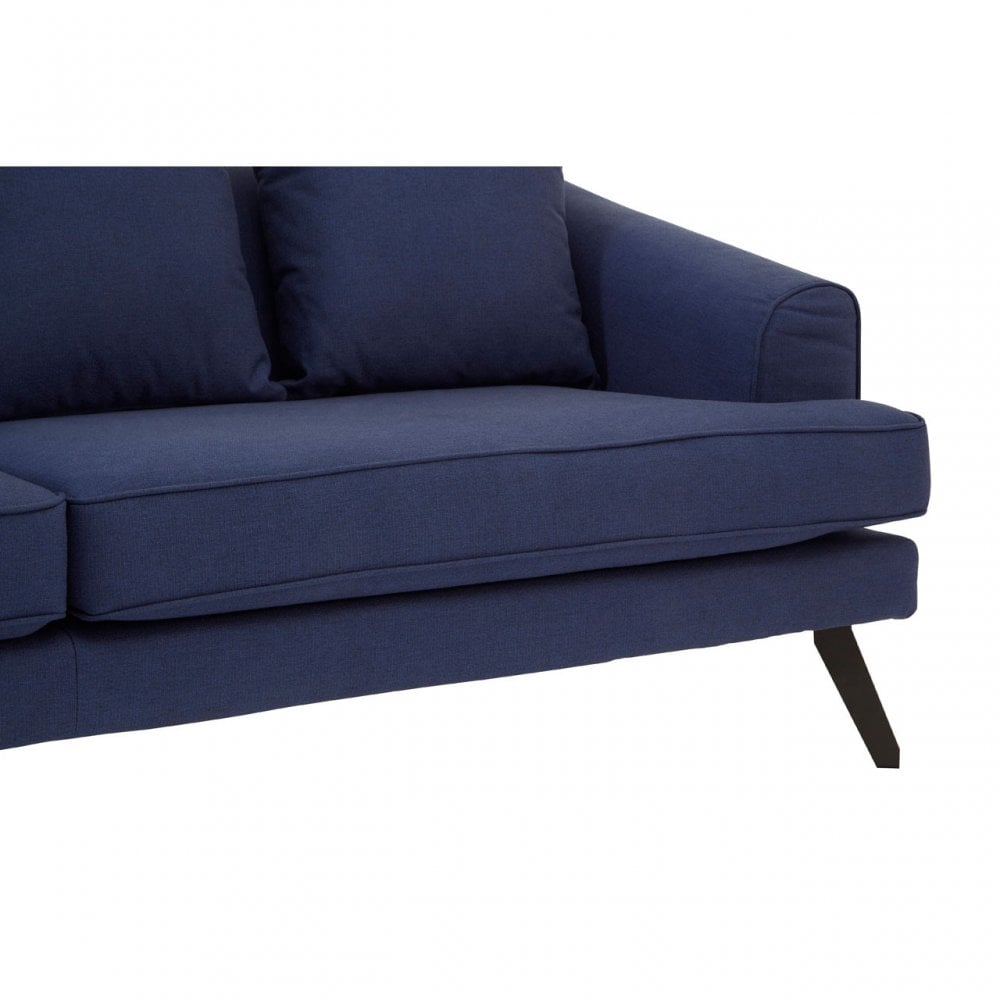 Mylo 3 Seater Navy Fabric Sofa, Pine Wood, Rubber, Blue