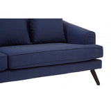 Mylo 3 Seater Navy Fabric Sofa, Pine Wood, Rubber, Blue