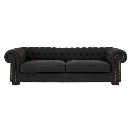 Lincoln 3 Seater Sofa, Cotton, Pine Wood, Fabric, Birchwood, Black