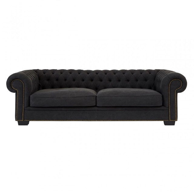 Lincoln 3 Seater Sofa, Cotton, Pine Wood, Fabric, Birchwood, Black