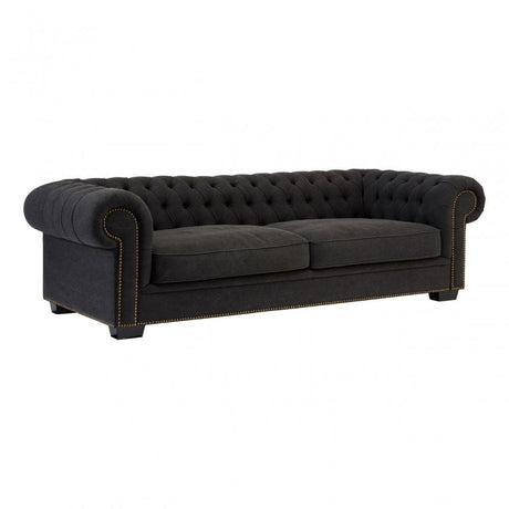 Lincoln 3 Seater Sofa, Cotton, Pine Wood, Fabric, Birchwood, Black