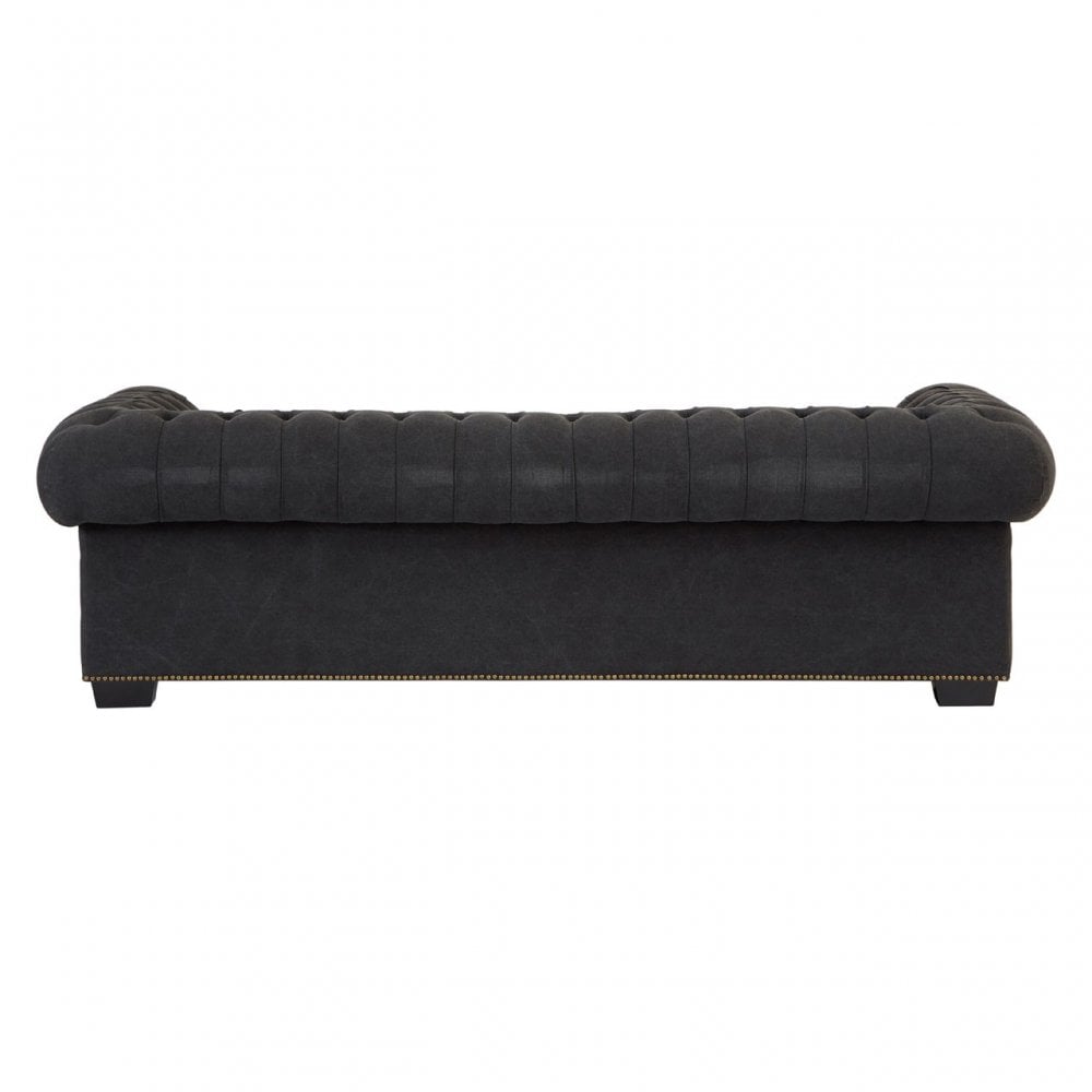 Lincoln 3 Seater Sofa, Cotton, Pine Wood, Fabric, Birchwood, Black