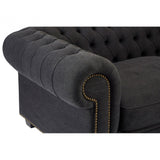 Lincoln 3 Seater Sofa, Cotton, Pine Wood, Fabric, Birchwood, Black