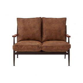 Ranch Foundry Style Sofa, Leather, Walnut Wood