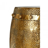Reza Hammered Drum Stools, Iron, Gold