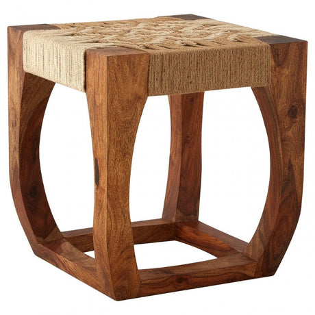 Wulah Stool, Jute, Sheesham Wood, Natural