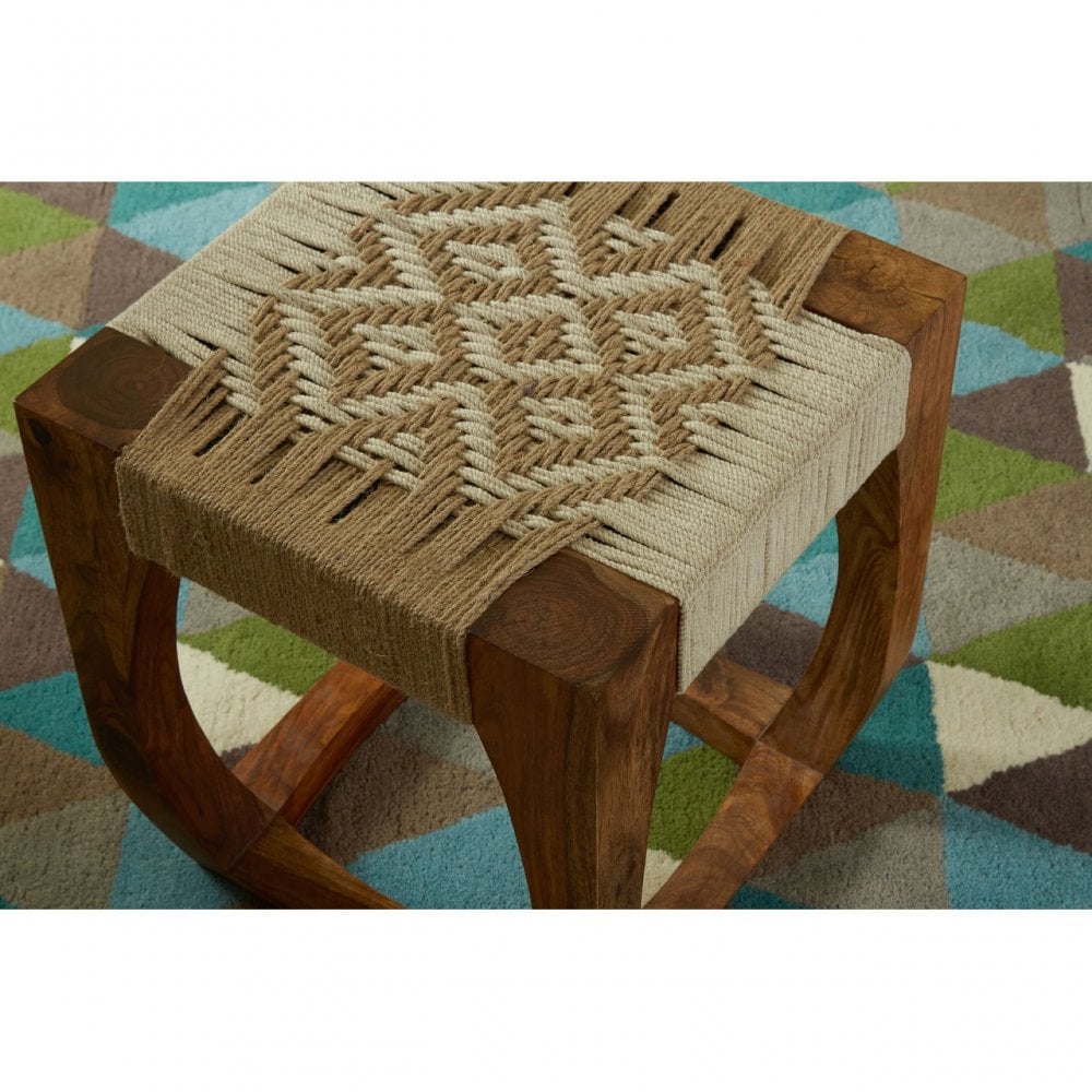 Wulah Stool, Jute, Sheesham Wood, Natural