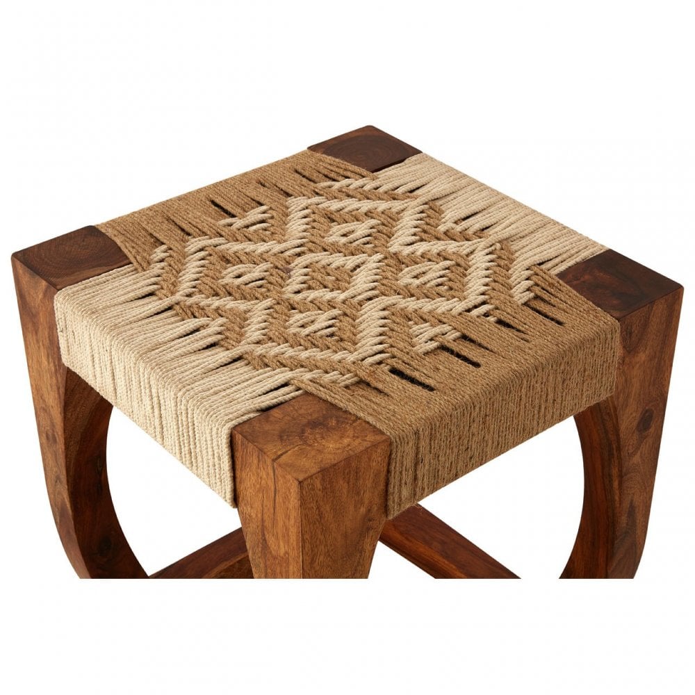 Wulah Stool, Jute, Sheesham Wood, Natural