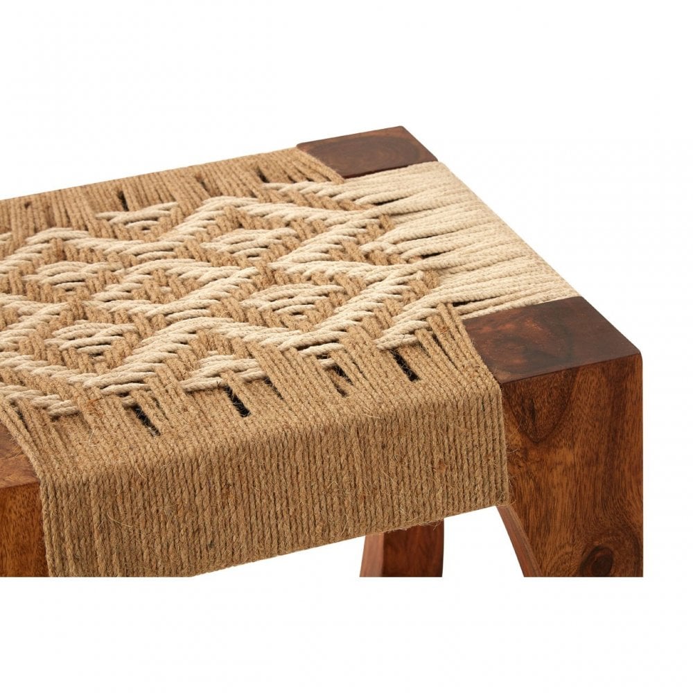 Wulah Stool, Jute, Sheesham Wood, Natural