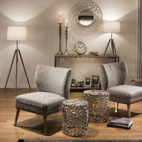 Hamish Set of 2 Stools, Aluminium, Silver