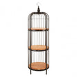 Oscar Medium Black Birdcage Shelf Unit, Iron, Wood, Black