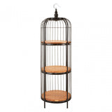 Oscar Medium Black Birdcage Shelf Unit, Iron, Wood, Black