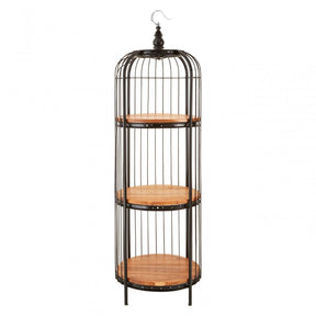 Oscar Medium Black Birdcage Shelf Unit, Iron, Wood, Black