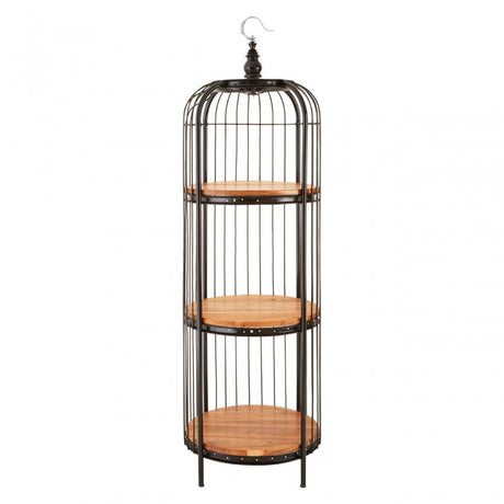 Oscar Medium Black Birdcage Shelf Unit, Iron, Wood, Black