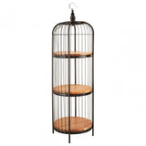 Oscar Medium Black Birdcage Shelf Unit, Iron, Wood, Black