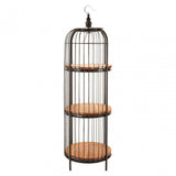 Oscar Medium Black Birdcage Shelf Unit, Iron, Wood, Black