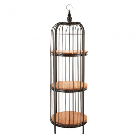 Oscar Medium Black Birdcage Shelf Unit, Iron, Wood, Black