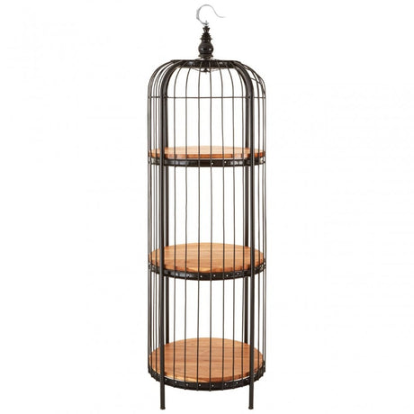 Oscar Medium Black Birdcage Shelf Unit, Iron, Wood, Black