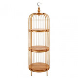 Oscar Medium Gold Finish Birdcage Shelf Unit, Iron, Wood, Gold