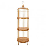 Oscar Medium Gold Finish Birdcage Shelf Unit, Iron, Wood, Gold