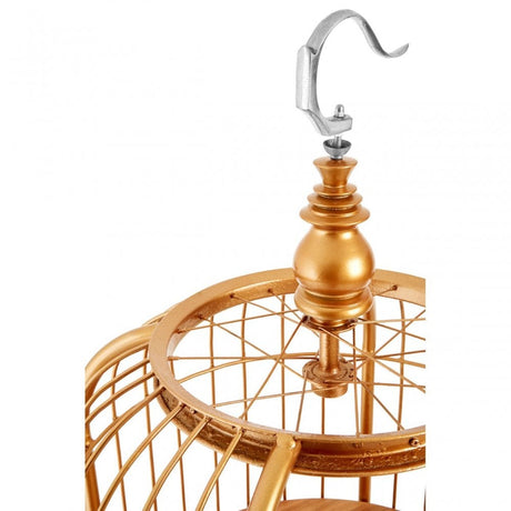 Oscar Medium Gold Finish Birdcage Shelf Unit, Iron, Wood, Gold