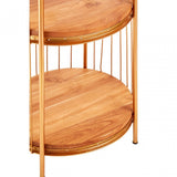Oscar Medium Gold Finish Birdcage Shelf Unit, Iron, Wood, Gold