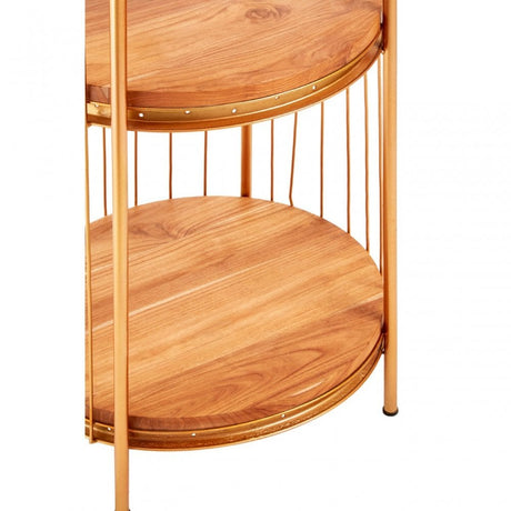 Oscar Medium Gold Finish Birdcage Shelf Unit, Iron, Wood, Gold