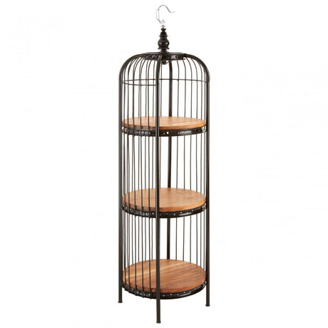 Oscar Small Black Finish Birdcage Shelf Unit, Iron, Wood, Black
