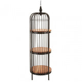 Oscar Small Black Finish Birdcage Shelf Unit, Iron, Wood, Black