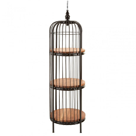 Oscar Small Black Finish Birdcage Shelf Unit, Iron, Wood, Black
