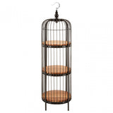 Oscar Small Black Finish Birdcage Shelf Unit, Iron, Wood, Black