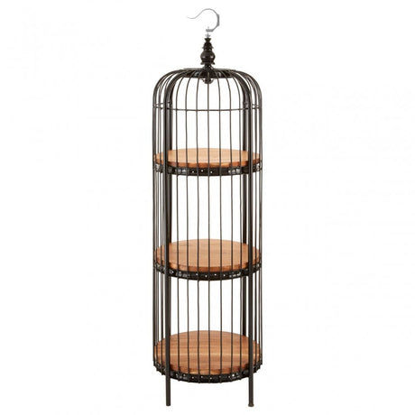 Oscar Small Black Finish Birdcage Shelf Unit, Iron, Wood, Black