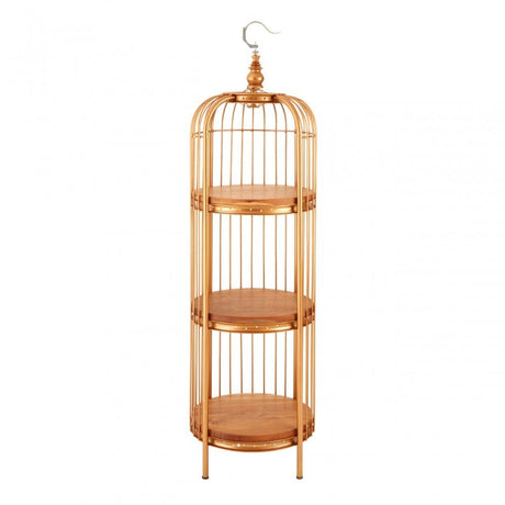 Oscar Small Gold Finish Birdcage Unit, Iron, Wood, Gold