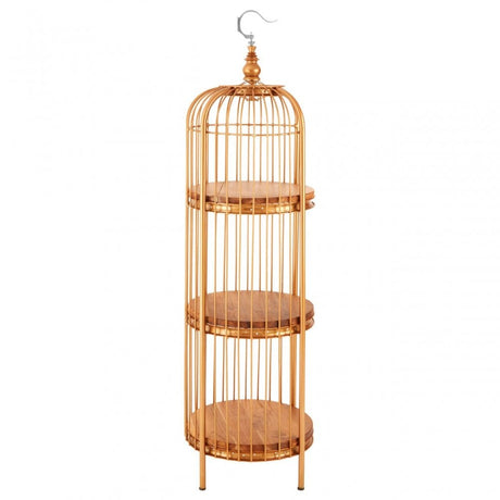 Oscar Small Gold Finish Birdcage Unit, Iron, Wood, Gold
