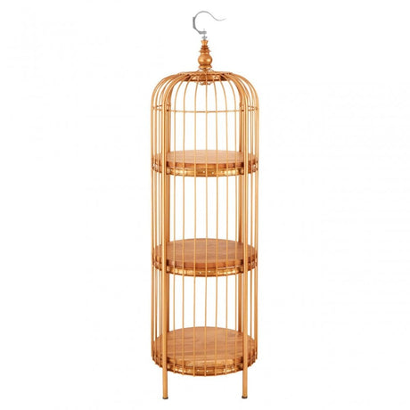 Oscar Small Gold Finish Birdcage Unit, Iron, Wood, Gold