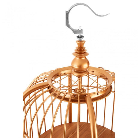 Oscar Small Gold Finish Birdcage Unit, Iron, Wood, Gold